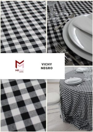 mantel vichy negro