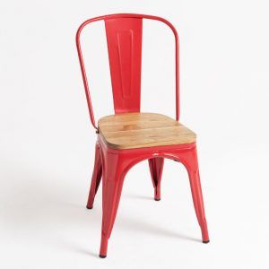 silla tólix con asiento de madera roja