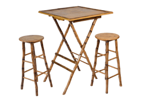 PACK MESA ALTA PLEGABLE BAMBÚ + 4 TABURETES BAMBÚ