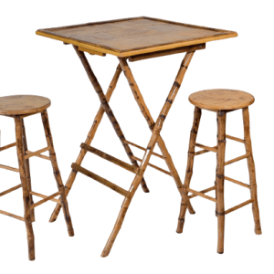 PACK MESA ALTA PLEGABLE BAMBÚ + 4 TABURETES BAMBÚ