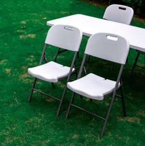 Pack Mesa Plegable Rectangular 183x75cm + Sillas Plegables Patas de Acero - Imagen 5
