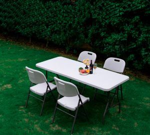 Pack Mesa Plegable Rectangular 183x75cm + Sillas Plegables Patas de Acero - Imagen 3