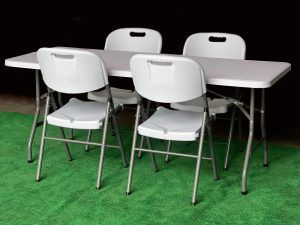 Pack Mesa Plegable Rectangular 183x75cm + Sillas Plegables Patas de Acero - Imagen 4