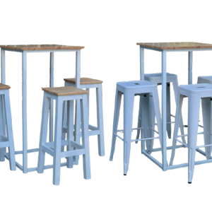 CONJUNTO MESA ALTA INDUSTRIAL + TABURETES