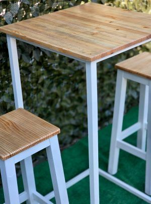 CONJUNTO MESA ALTA INDUSTRIAL + TABURETES - Imagen 10