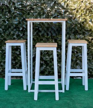 CONJUNTO MESA ALTA INDUSTRIAL + TABURETES - Imagen 4