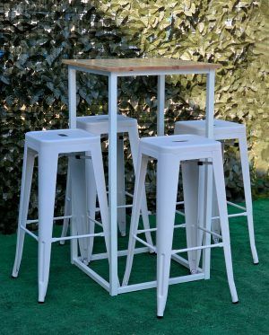 CONJUNTO MESA ALTA INDUSTRIAL + TABURETES - Imagen 11