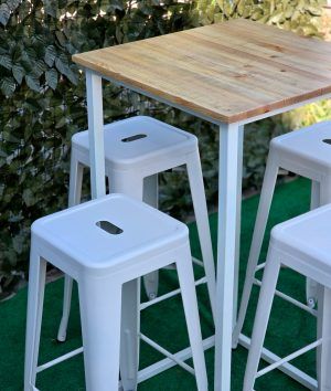 CONJUNTO MESA ALTA INDUSTRIAL + TABURETES - Imagen 9