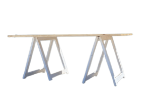 MESA DE MADERA CON CABALLETES 200X100 CM