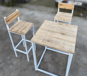 TABURETE DE MADERA Y METAL - Imagen 4