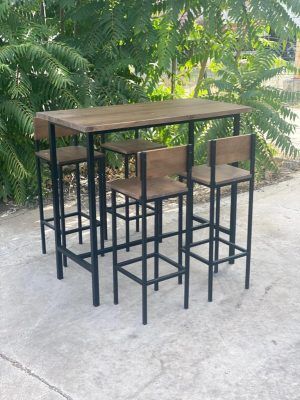 TABURETE DE MADERA Y METAL - Imagen 3