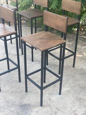 TABURETE DE MADERA Y METAL - Imagen 7