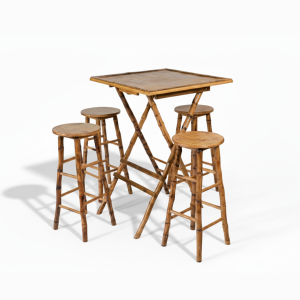 PACK MESA ALTA PLEGABLE BAMBÚ + 4 TABURETES BAMBÚ